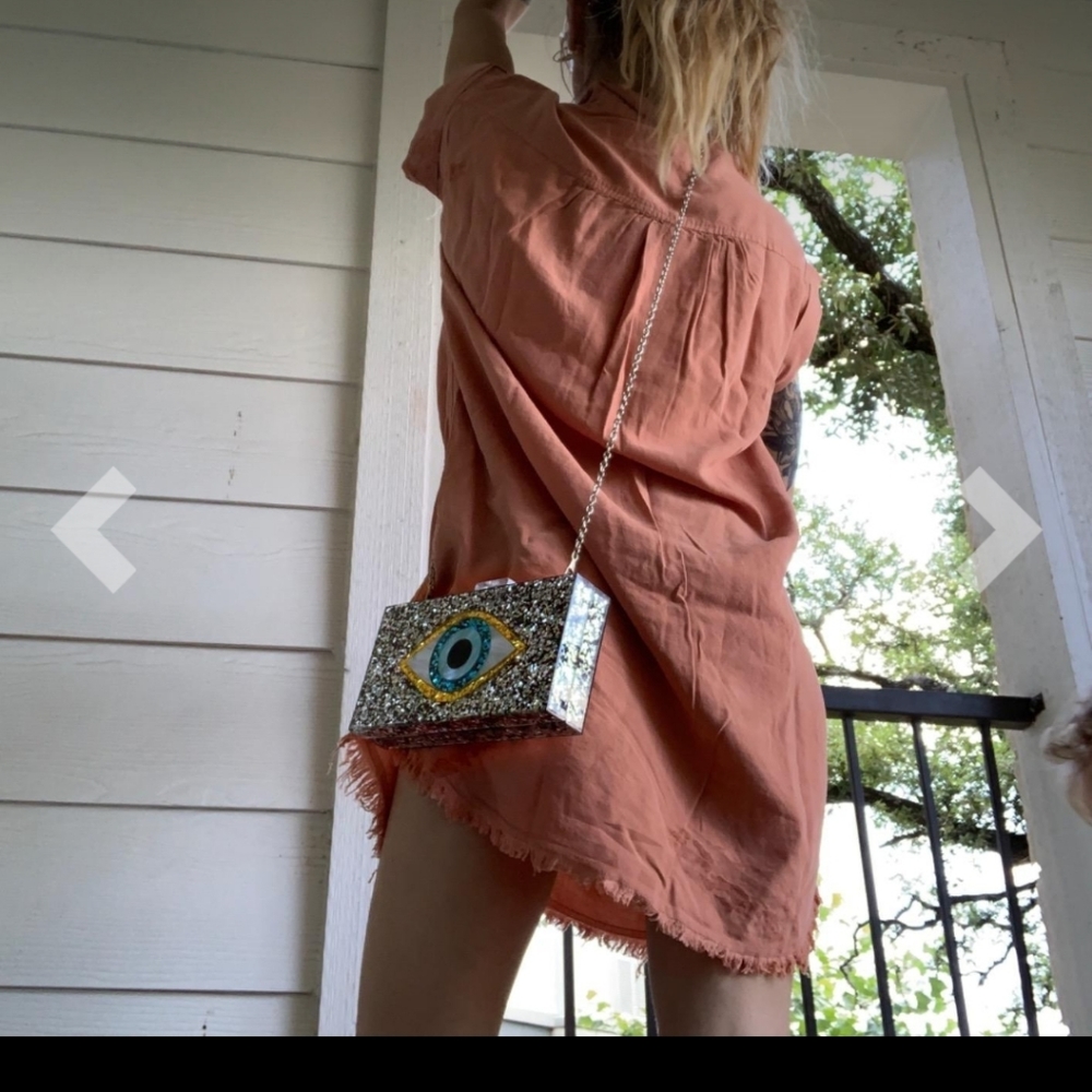 Evil eye glitter acrylic clutch